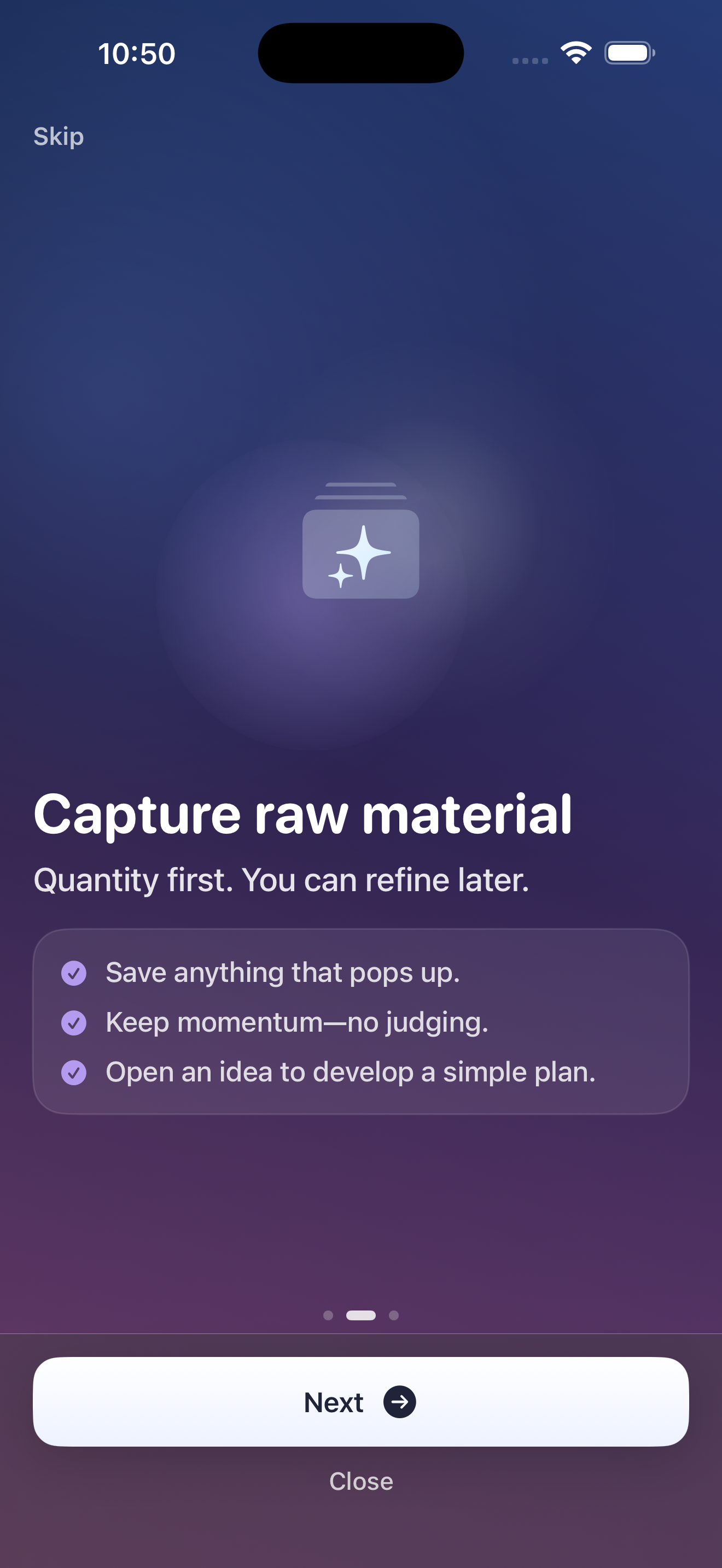 MindStorm onboarding screen 1